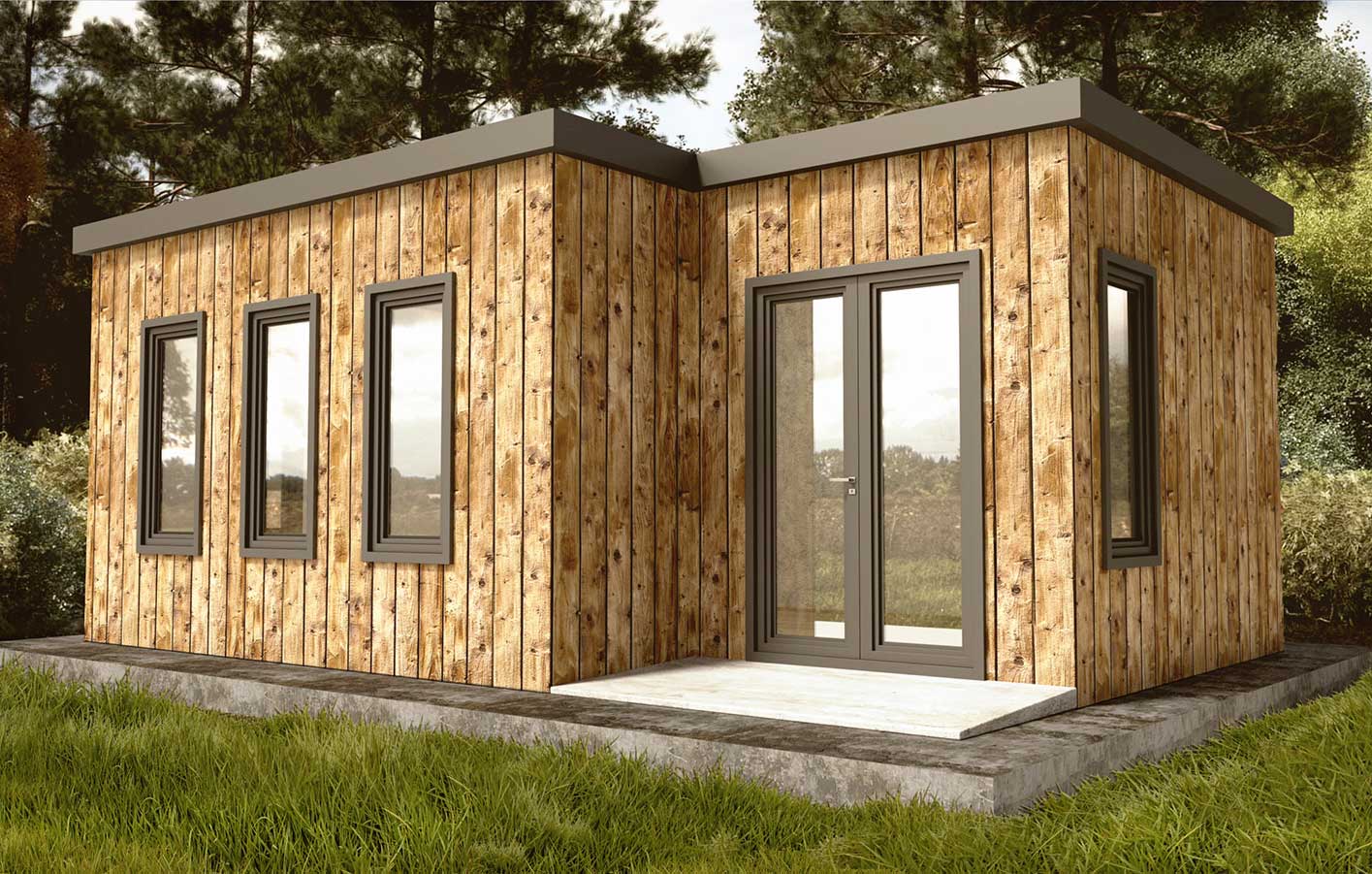 Gartenhaus aus Holz mit Flachdach