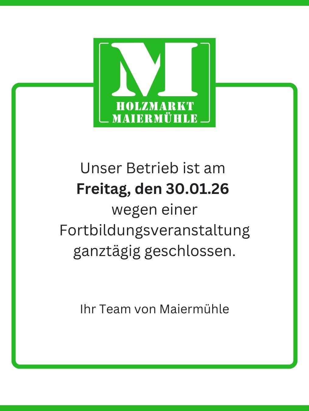 Hinweis Öffnungszeiten